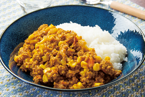 ひき肉とコーンのレンジキーマカレー