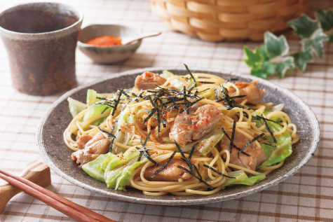 キャベツと鶏肉の和風スパゲティー